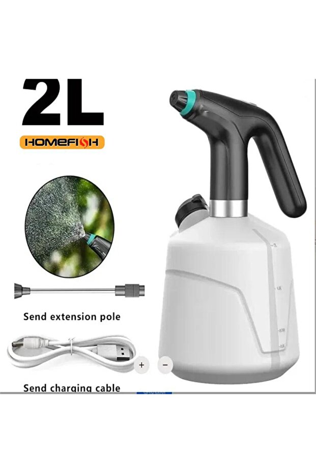 black HOMEFISH 2L Electric Plant Spray Bottle Automatic Watering Fogger USB Electric Sanitizing Spra