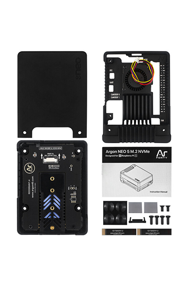 NEO 5 M2 NVME Argon NEO 5 M.2 NVME PCIE Case for Raspberry Pi 5 with Built-in Active Cooler PWM Fan