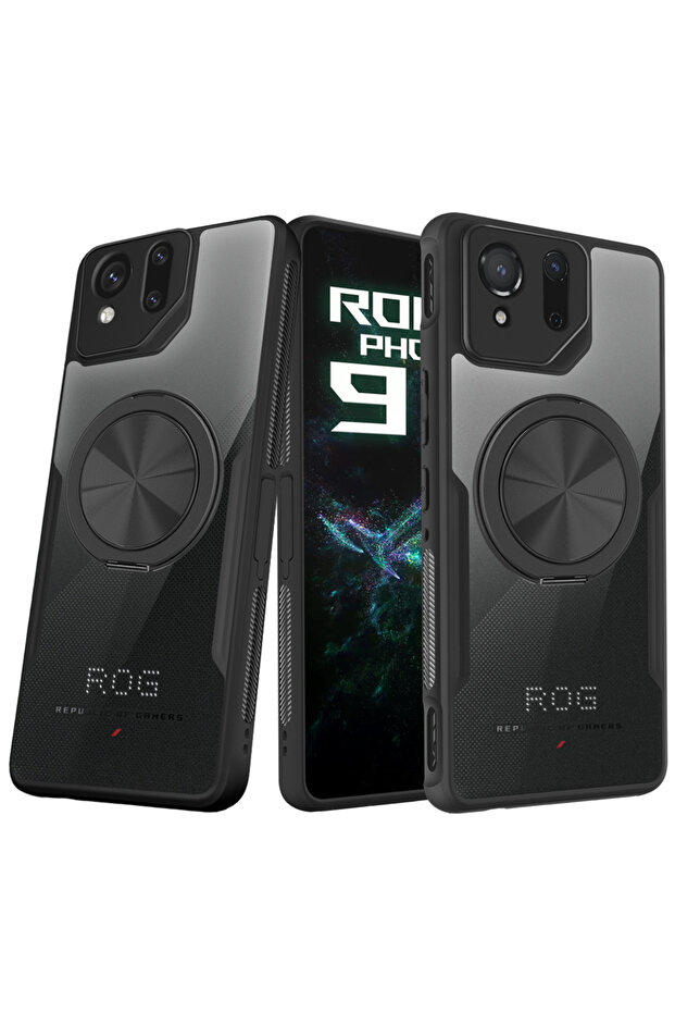 Asus ROG Phone 9 Pro Black Magnetic Phone Case for Rog Phone 9 Pro Cover - 360° Rotatable Stress Rel