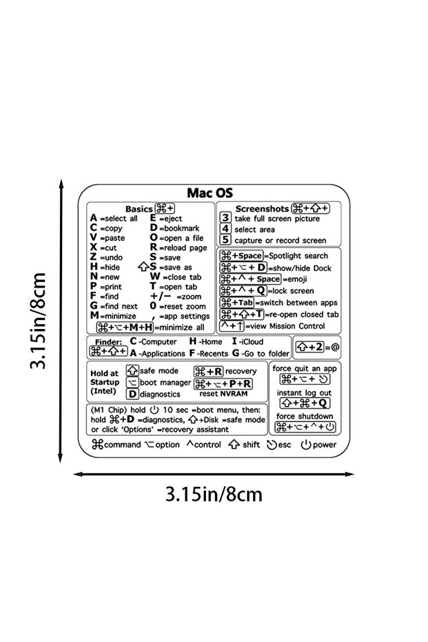 Mac OS white Windows/Mac OS Shortcuts Laptop Office Software Waterproof Stickers
