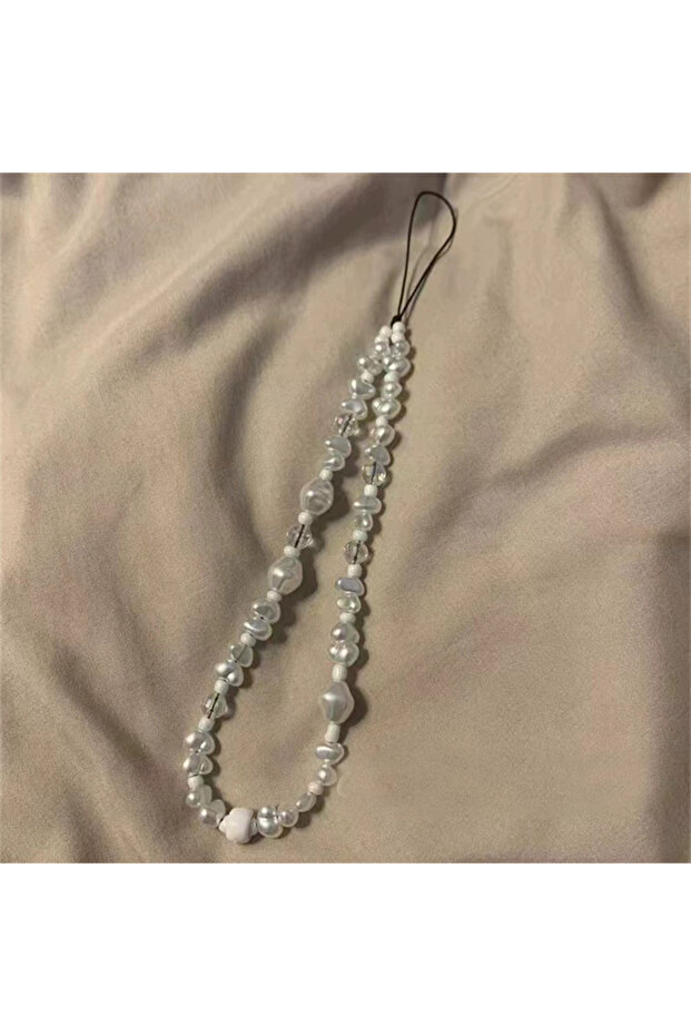 White Luxury Pearl Love Heart Short Hand Xyu Wrist Lanyard Simplicity Short Phone Strap For Cell Pho
