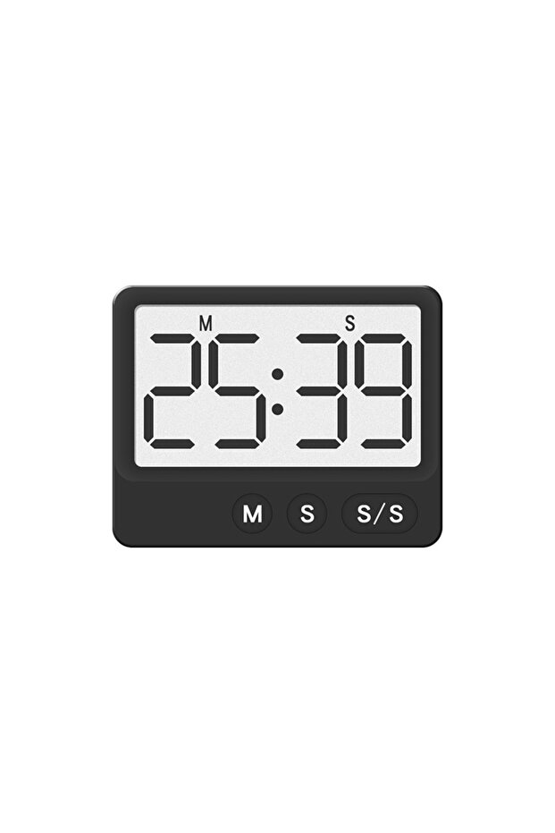 Black Kitchen Timer Digital Cooking Timer Magnetic Suction Countdown LCD Large Screen Digital Remind - 1