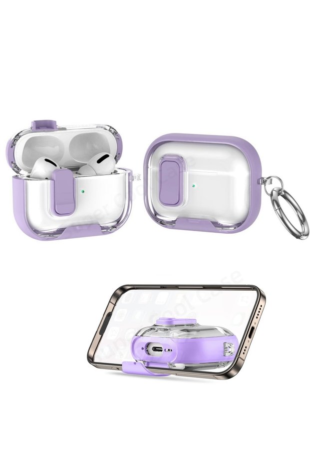 for AirPods Pro 3 Purple 2025 for AirPods Pro 3 Earphone Case Safety Lock Phone Stand Design for Air