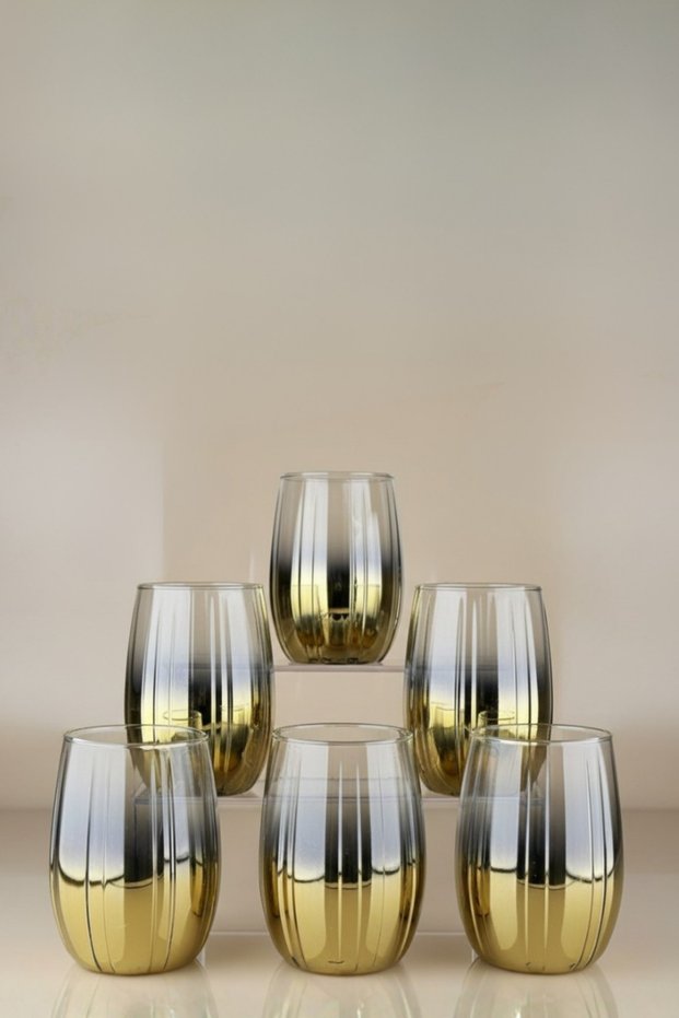 Botanica Series Special Design Glass Cup Set for 6 People - Soft Drink and Water Glass - 240 Cc - Gift