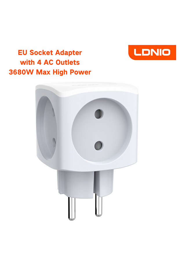NO CABLE-1 PSC LDNIO 4-in-1 EU Plug Power Strip Cube with 4 AC Outlets Multiple Socket Adapter 16A 3