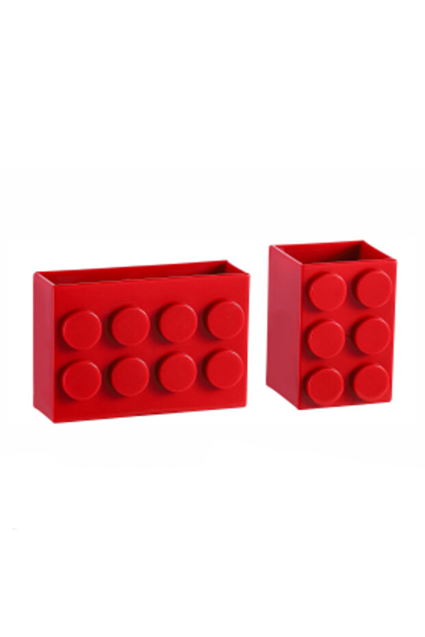 Red 2PCS/set Block-shaped Magnetic Storage Box Refrigerator Magnet Organizer Fridge Door Punch-free