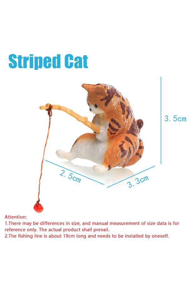 1PC Striped Cat 1PC Small Fishing Cat Creative Aquarium Decoration Aquarium Accessories Fish Tank Ac