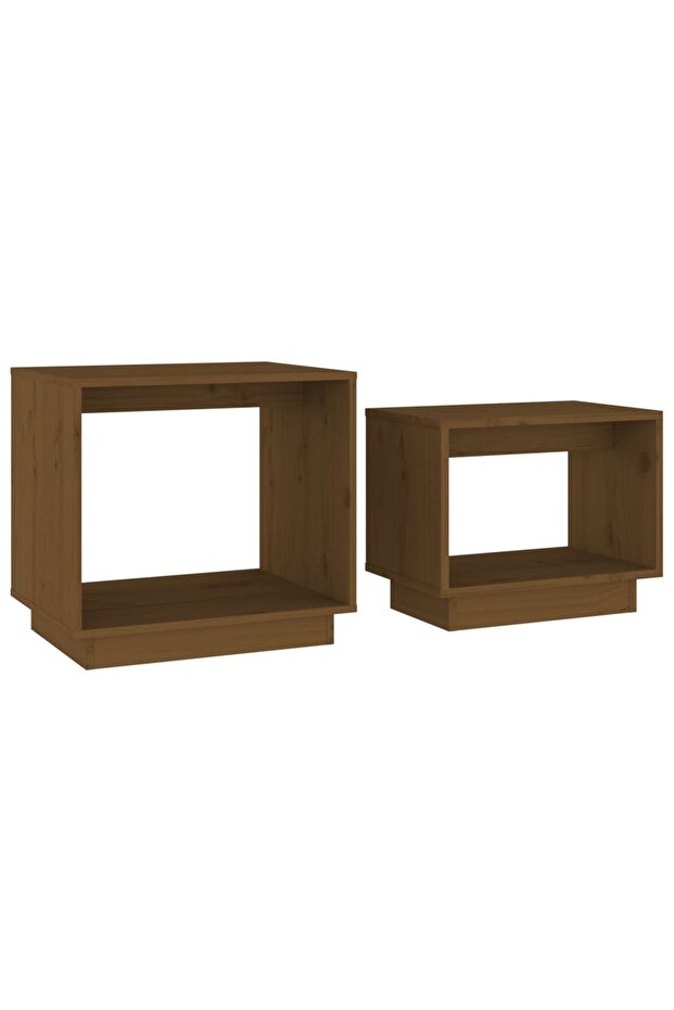 Stackable coffee tables, 2 pcs., honey brown, solid pine wood - 2