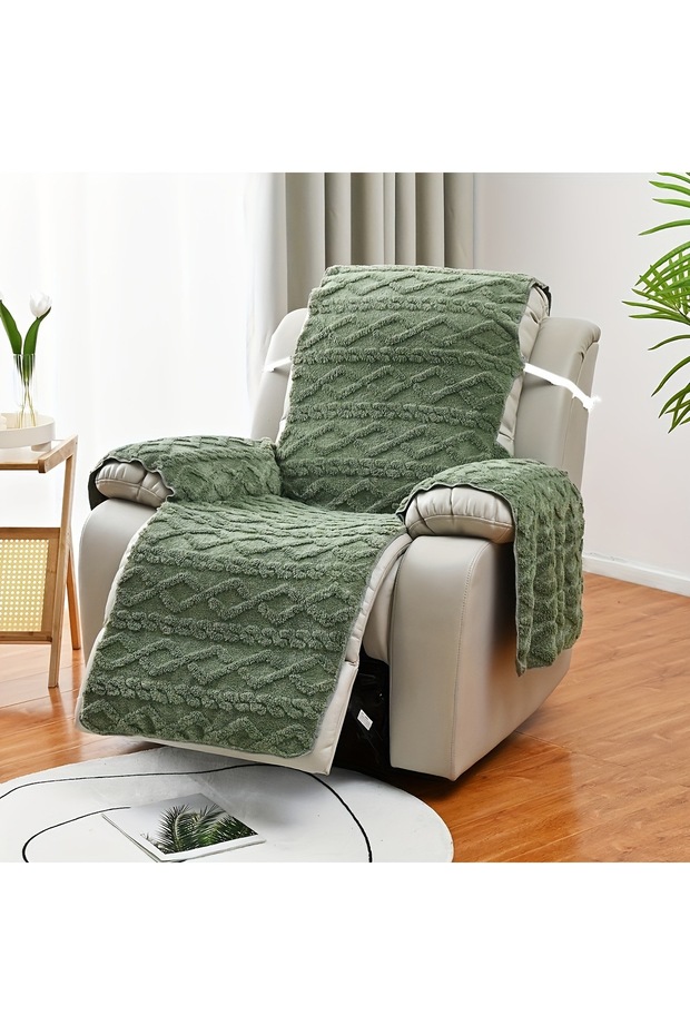green 1pc Sofa Cover, Chair Cover ,Thick 1 Seater Furniture Protector Covers ,Jacquard Weave Chair