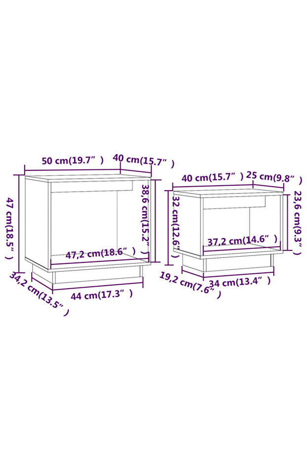 Stackable coffee tables, 2 pcs., honey brown, solid pine wood - 8