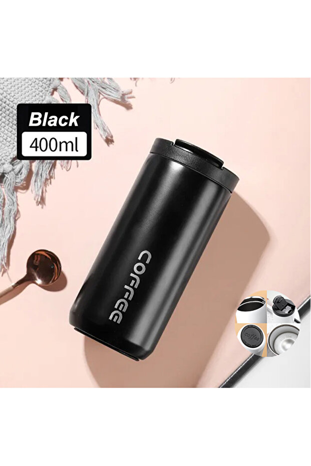 <500ml black Stainless Steel Coffee Thermos Bottle Thermal Mug Leakproof Car Vacuum Flasks Coffee Cu