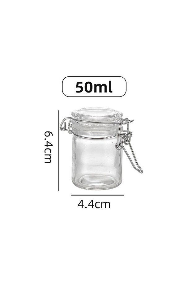 50ML ♥Mini Square Glass Sealed Jars With Snap Lids,50ml Food-Grade Glass Storage Jars(Ideal For Jam,