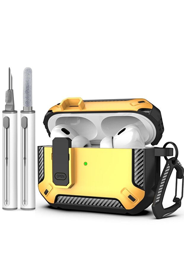 For AirPods Pro 3 Yellow 2025 for Airpods Pro 3 Secure Lock Earphone Case Shockproof Hard Shell Full