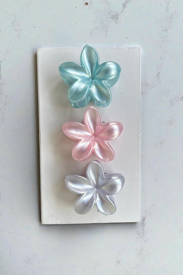 Pearlescent lotus model 3-piece clip buckle set - 3-piece pearlescent lotus buckle