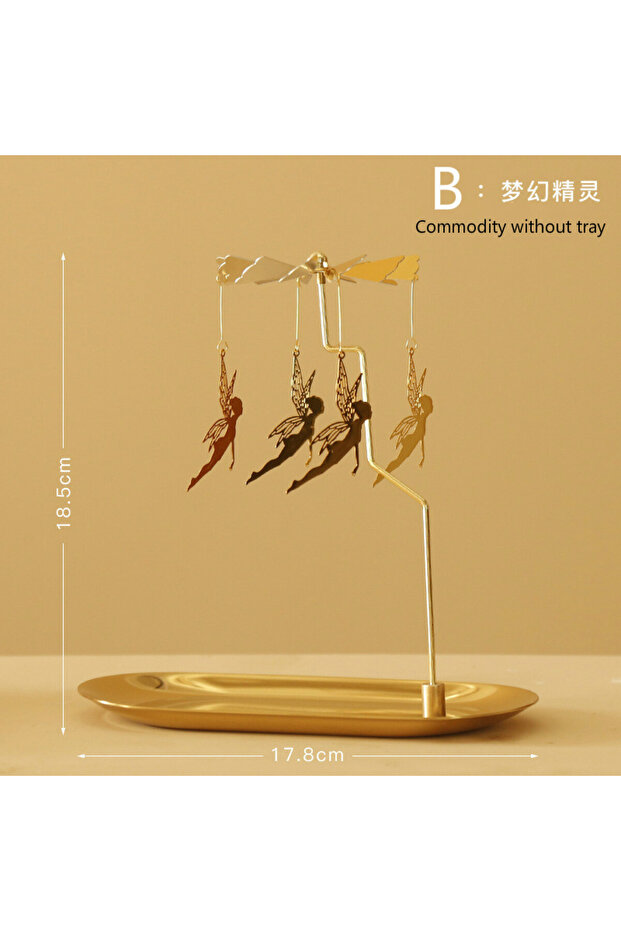 B Excluding tray Rotating Candlestick Tray Scented Candle Romantic Walk Horse Lamp Christmas Decorat