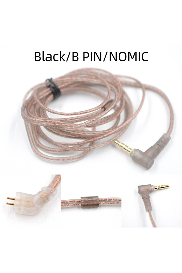 1 pcs Black B no mic KZ Cable High Purity Oxygen-free Copper Flat Upgrade Cable Earphones Original C