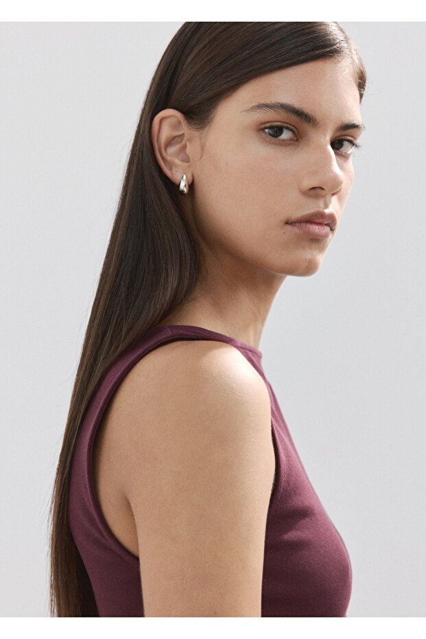 Pamuklu dar kesim bluz - 6