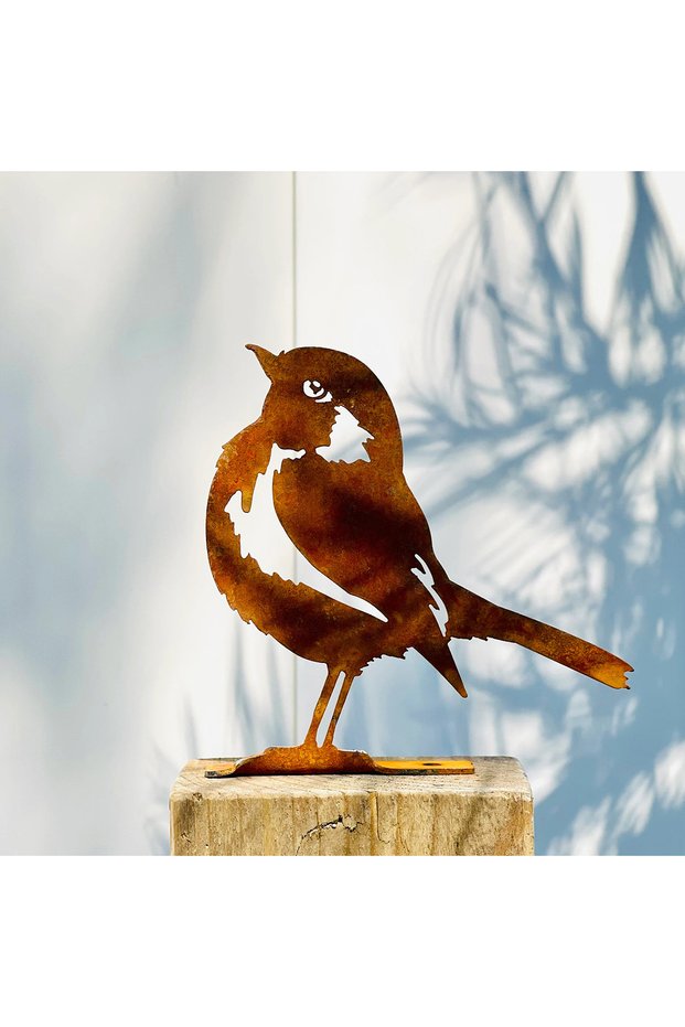 Ty-Xsxn-9332 1Pc Rust-Colored Bird, Comfortable Home and Garden Decoration, Rustic Metal Artwork, Ba