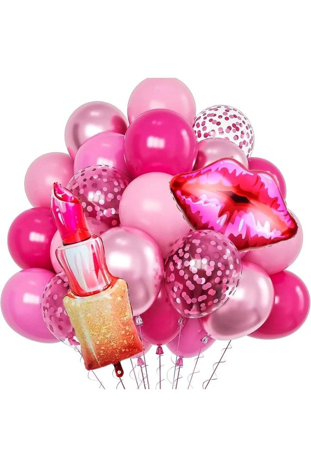 Other Hot Pink Pink Birthday Decorati, Pink Birthday Decorati, with Lipstick Ballo and Lip Gloss, Ma