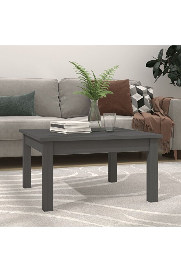Coffee table, gray, 55x55x30 cm, solid pine wood - 1