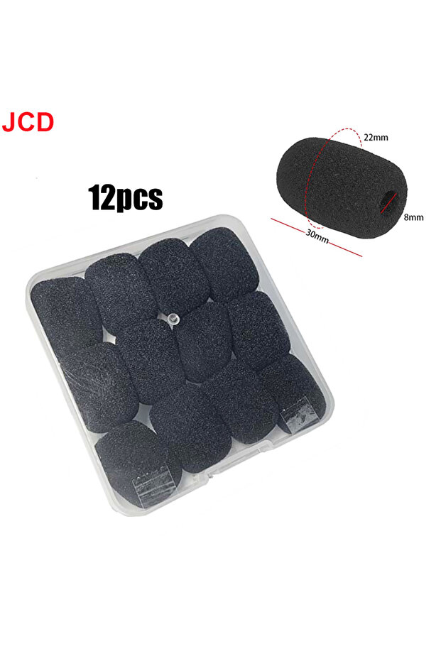 12 قطعة من أغطية الميكروفونات الصغيرة الإسفنجية من JCD، مقاس 30×22×8 مم، و10 قطع من أغطية حماية الميكروفونات، وأغطية بديلة لسماعات الرأس.
