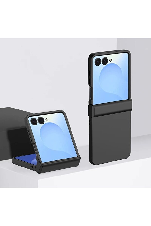 Galaxy Z Flip 7 Black Hinge Protective Solid Color Shockproof Folding Phone Case For Z Flip 7 6 5 4