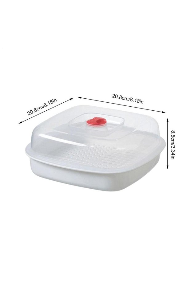 A Food Grade Microwave Steamer Kitchen Cooking Basket with Lid for Healthy Heating of Veggies, Fish.