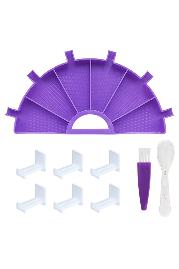 Purple Hand-held 6 Grid Fan-shaped Diamond Painting Tray, Diamond Art Tray, Diamond Painting Tools A