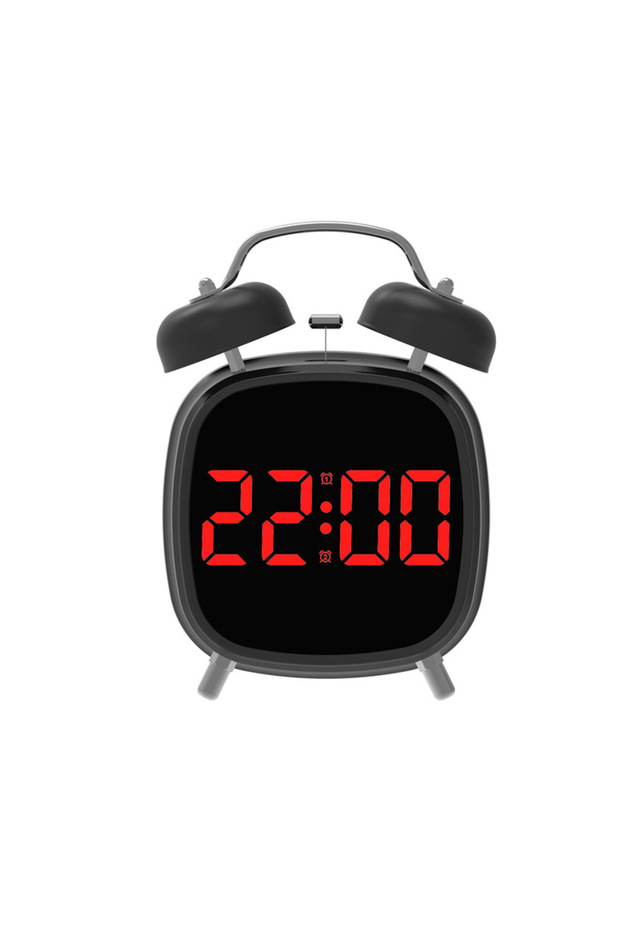 BR Voice Control Digital Alarm Clock Double Bell Super Loud for Heavy Sleeper Night Mode 12/24H Nigh