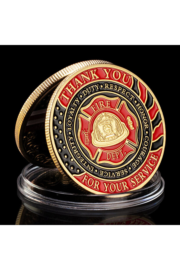 Gold Thank You for Your Service Challenge Coin Prayer God Bless Firefighters Fireman for Courage Coi