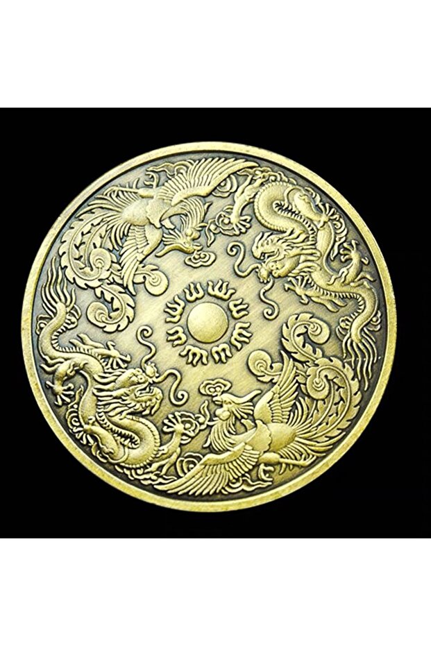bronze Dragon and Phoenix Commemorative Coin Lucky Collection Coin Souvenir