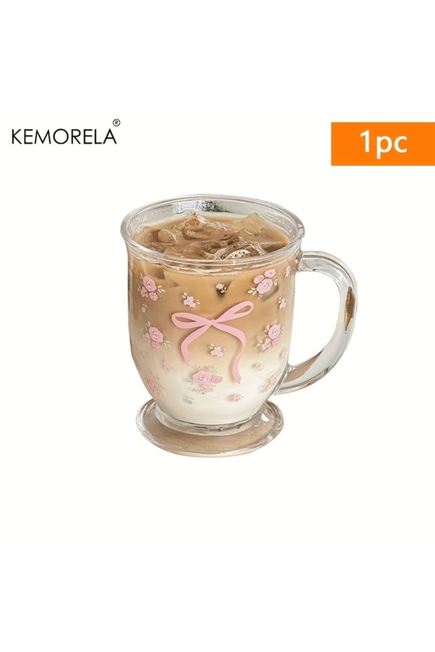301-400ml 1pc KEMORELA 1/2PCS Flower Rose Bow Pattern Glass 450ml Multifunctional U-Shaped Hand Wash