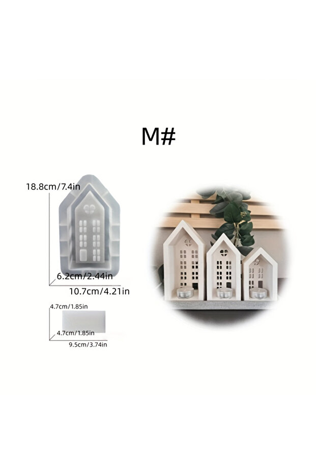 M 02 Heart Hollow Out House Mold, Large Medium Small Silicone Mold for DIY Resin Candle Holder, Home
