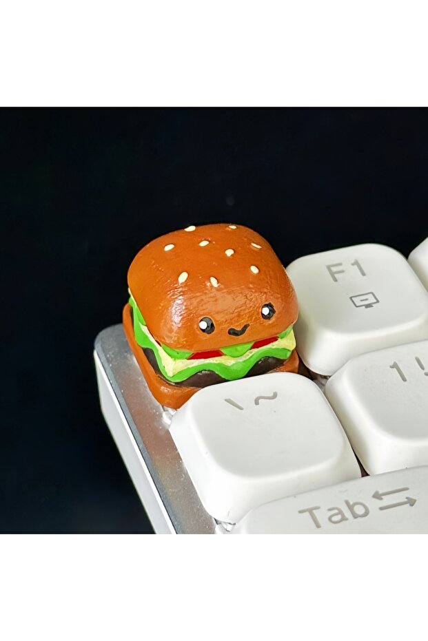 a Hamburger Key Caps Kawaii Food Keycaps Cartoon Mechanical Keyboard Cross Axis OEM Gaming Accessor.