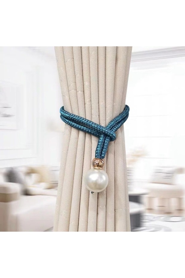 Blue 1PC Adjustable Pearl Curtain Clip Buckle Curtain Holder Pearl Binding Hook Home Decoration Acce