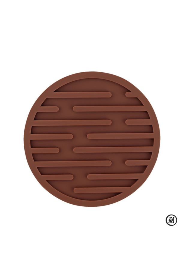 Brown 10cm Silicone Coasters Round Heat Resistant Tea Cup Mat Table Mat Drink Coffee Mug Glass B...