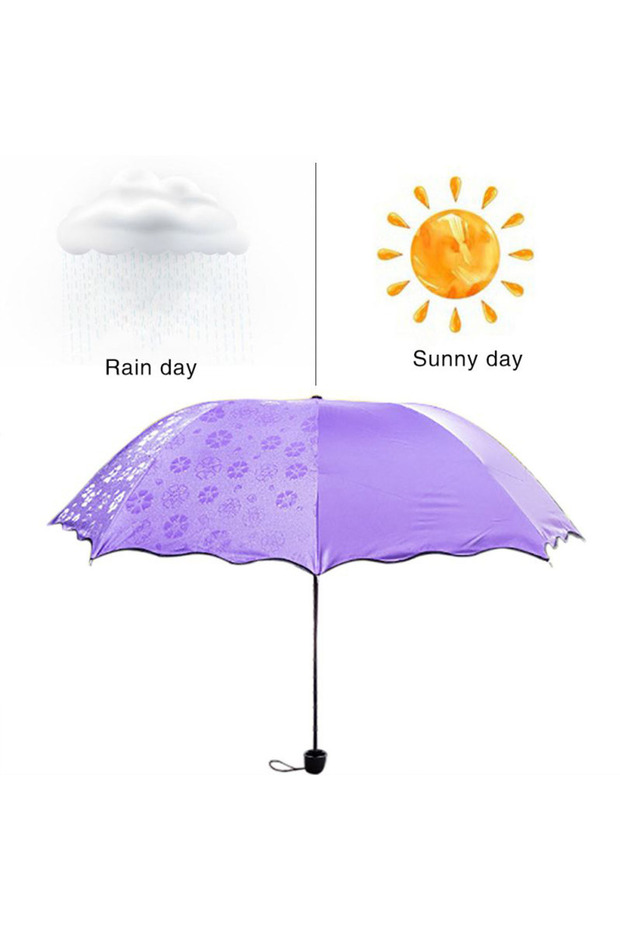 PURPLE Shine Dual-use Umbrella, Water Blossom Flowering Folding Manual Umbrella