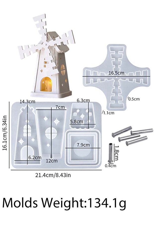 01 Creativity Spinning Windmill Candle Holder Silicone Mold DIY Handmade Splicing House Candlestick