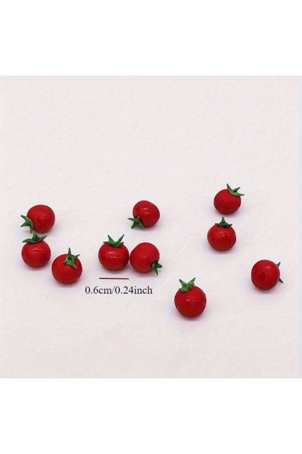 2bags Cute Mini 10Pcs 1:12 Scale Resin Artificial Fake Miniature Fruit Tomato Kitchen Food Model Acc