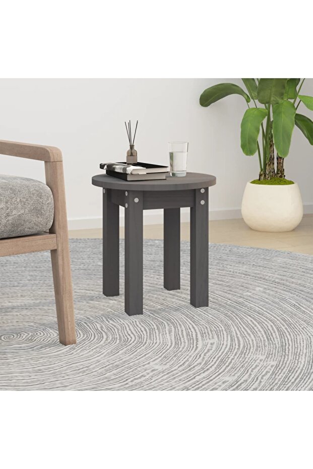 Coffee table, gray, Ø 35x35 cm, solid pine wood - 1