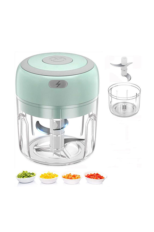 green 250ML Electric Garlic Mincer Vegetable Chopper Food Chopper USB Mini Onion Chopper Portable Sm