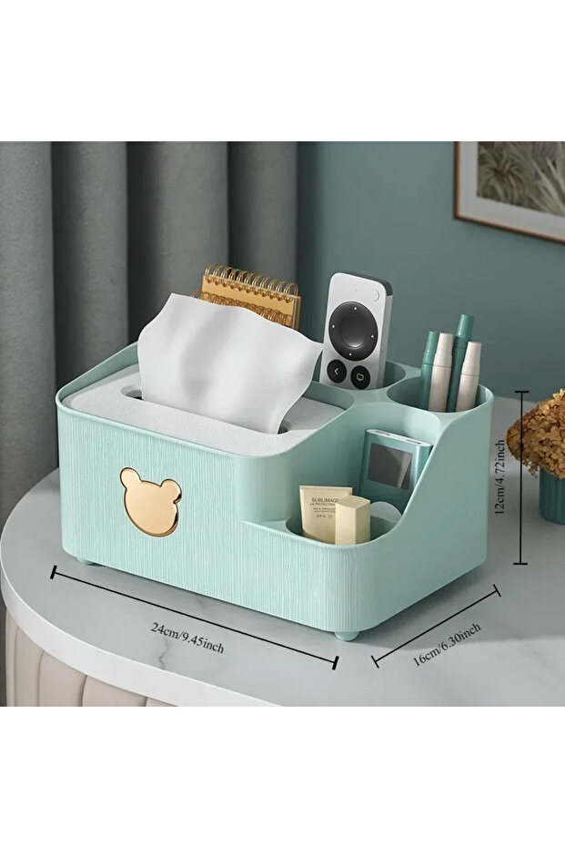 Large Green G3296B 1PC Cartoon Bear Storage Tissue Storage Box Living Room Desktop Storage Multi-fun