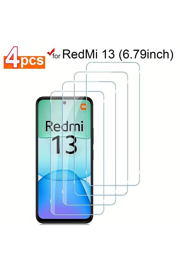 واقي شاشة زجاجي مقوى (4 قطع) لهاتف ريدمي نوت 13 4G و5G