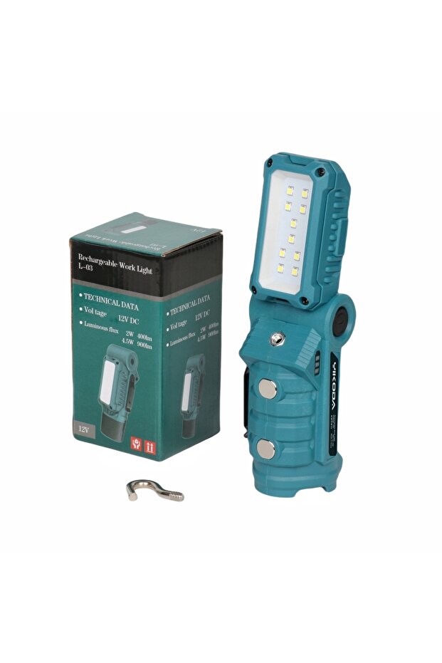 مصباح عمل QH-12LED يعمل بالليثيوم مع خطاف، وخاصية الالتصاق المغناطيسي، قابل للدوران والطي