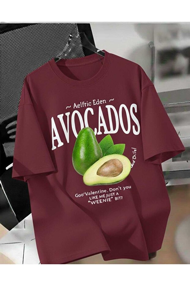 Unisex Men'S/Women's Awacado Custom Printed Oversize Cotton T-Shirt