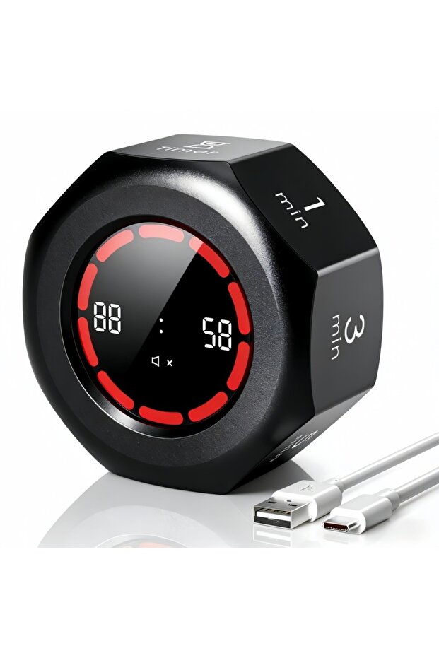 A-Black Mini Digital Gravity Flip Timer 1-90 Mins Countdown Kitchen Timer Perfect for Cooking Study - 1