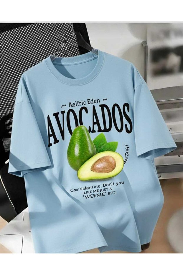 Unisex Men'S/Women's Awacado Custom Printed Oversize Cotton T-Shirt