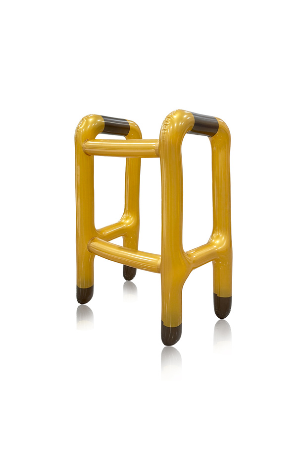 Golden 1pc Inflatable PVC Walker Golden Walking Aid Old Age Costume Accessories Prop Retirement Part