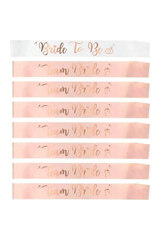 Pink 8PCS Sash Bachelorette Party Decorations Bridesmaid Sashes Rose Gold Foil Letter for Bridal Sho