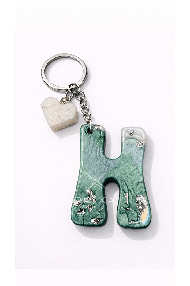 Letter H Keychain - Bag Charm (Emerald Green)